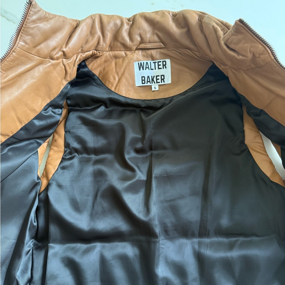 Walter Baker Lamb Leather Tan Puffer Vest - Picture 3 of 5